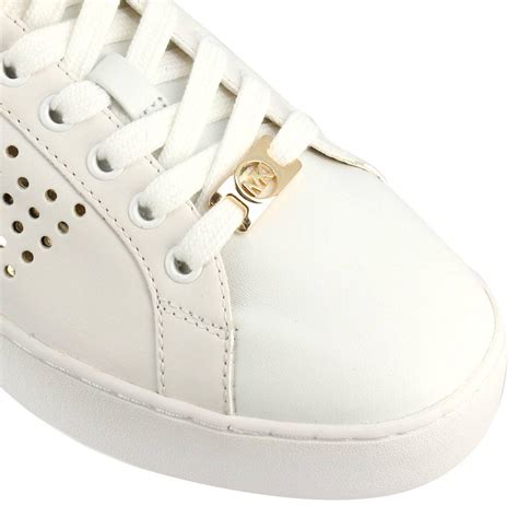 michael michael kors mickey leather training sneakers color white|Michael Kors silver sneakers.